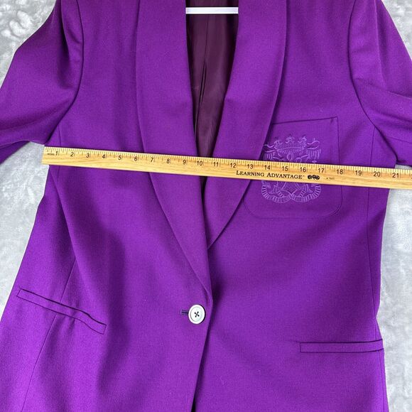Vintage Classiques 100% Wool Blazer Womens L Fuchsia Purple Embroidery (1105) - Picture 13 of 15